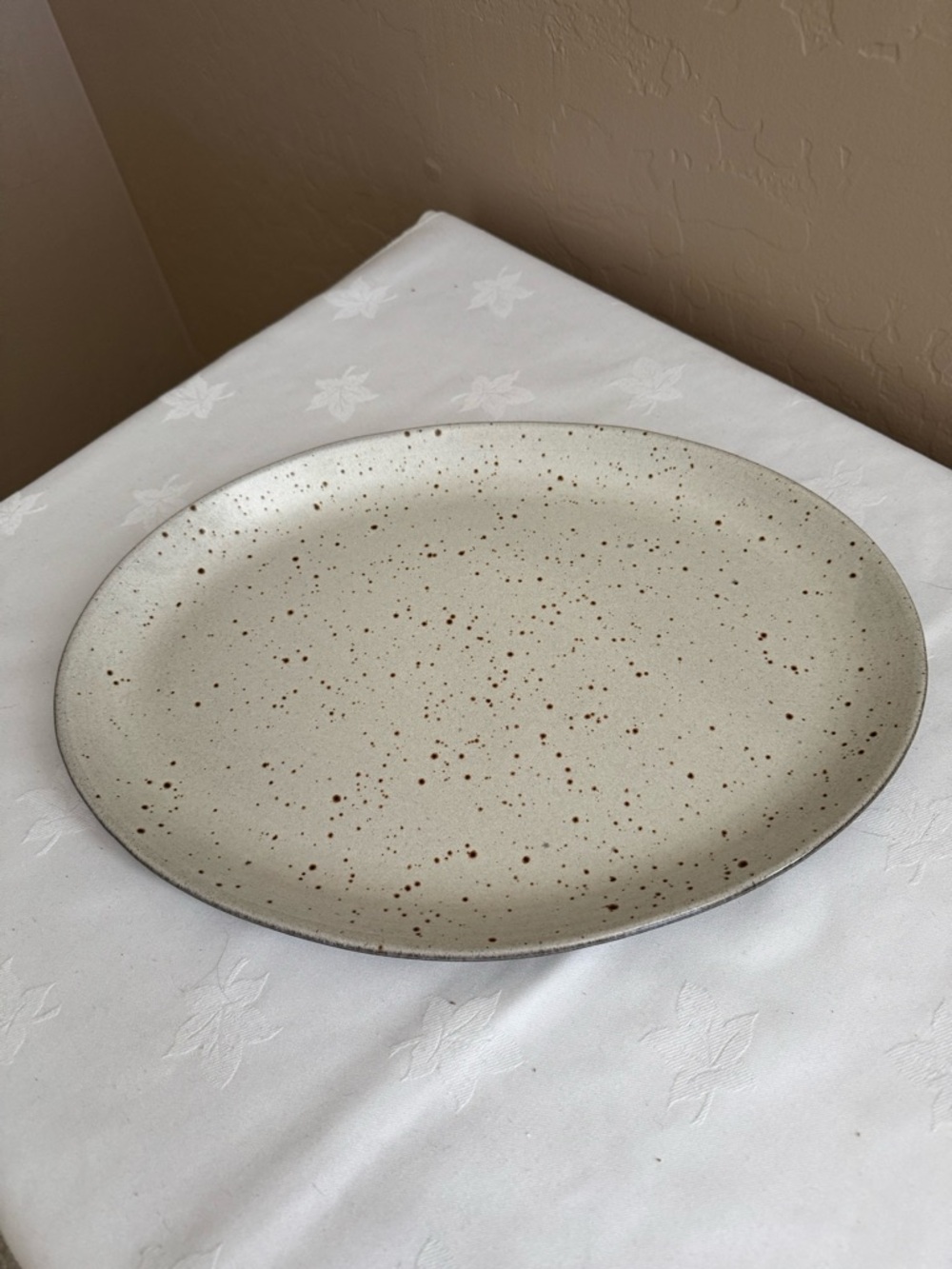 Pottery Barn Rustic Speckled Handcrafted Terracotta 19" Oval Platter - Picture 2 of 3